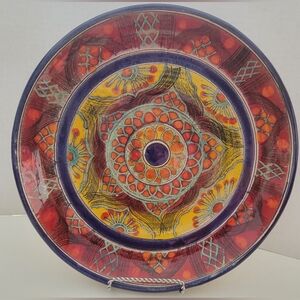 Santo Stefano Di Camastra Pottery Colorful Red Blue &Yellow 10.5" plate